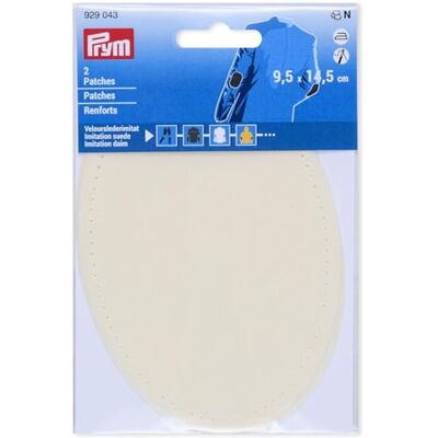 Prym 929043 Patches Velourslederimitat, aufbügelbar, 9,5 x 14,5 cm, wollweiß Prym 929043 Patches Velourslederimitat, aufbügelbar, 9,5 x 14,5 cm, wollweiß
