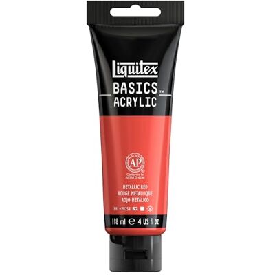 Liquitex 1046345 Basics Acrylfarbe 118ml Metallic Rot – Künstler-Acrylfarbe, hochpigmentiert, lichtecht, mittlere Viskosität, seidenglänzend, deckend – Ideal für Leinwand, Holz & Papier Liquitex 1046345 Basics Acrylfarbe 118ml Metallic Rot – Künstler-Acrylfarbe, hochpigmentiert, lichtecht, mittlere Viskosität, seidenglänzend, deckend – Ideal für Leinwand, Holz & Papier