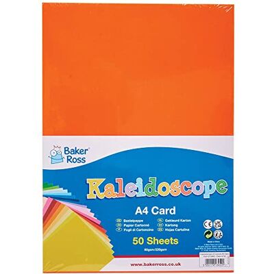 Baker Ross FC969 A4 Bunter Bastelkarton 50 Blatt, 15 sortierten Farben, Karte zum Basteln für Kinder und Erwachsene Baker Ross FC969 A4 Bunter Bastelkarton 50 Blatt, 15 sortierten Farben, Karte zum Basteln für Kinder und Erwachsene