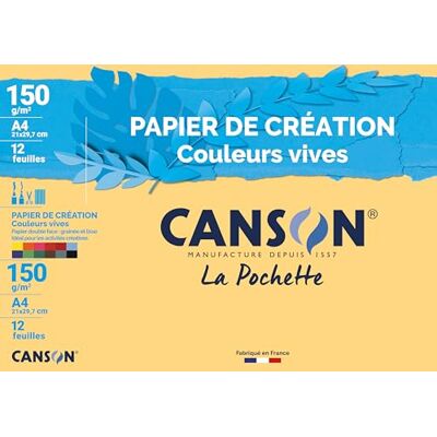 Canson 34135 Colorline Zeichenpapier mit feiner Körnung, hell, A4, 150 g, 12 Stück, weiß Canson 34135 Colorline Zeichenpapier mit feiner Körnung, hell, A4, 150 g, 12 Stück, weiß