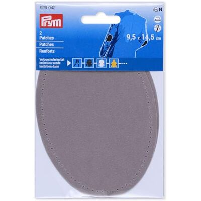 Prym 929042 Patches Velourslederimitat, aufbügelbar, 9,5 x 14,5 cm, hellgrau Prym 929042 Patches Velourslederimitat, aufbügelbar, 9,5 x 14,5 cm, hellgrau
