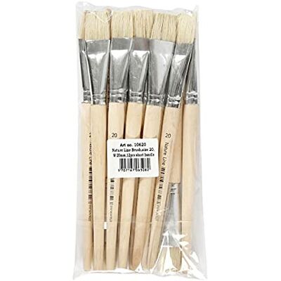 Creativ Naturlinie Pinsel, Größe 20, B: 20 mm, kurzer Griff, 12 Stück Creativ Naturlinie Pinsel, Größe 20, B: 20 mm, kurzer Griff, 12 Stück