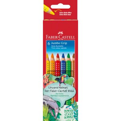 Faber-Castell Buntstifte Set Jumbo Grip 6-teilig Jumbo Farbstifte für Kinder mit leuchtenden Farben, extra dicker Farbmine und ergonomischer Dreikantform Faber-Castell Buntstifte Set Jumbo Grip 6-teilig Jumbo Farbstifte für Kinder mit leuchtenden Farben, extra dicker Farbmine und ergonomischer Dreikantform