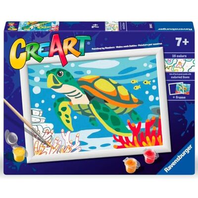 Ravensburger CreArt:: Meeresschildkröte — Malen mit Zahlen für Kinder ab 7 Jahren, Malset mit Brettern, Rahmen, Pinsel und Farben im Lieferumfang enthalten, 25 x 18,30 cm, Geschenkideen Ravensburger CreArt:: Meeresschildkröte — Malen mit Zahlen für Kinder ab 7 Jahren, Malset mit Brettern, Rahmen, Pinsel und Farben im Lieferumfang enthalten, 25 x 18,30 cm, Geschenkideen