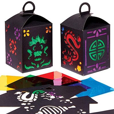 Baker Ross FX118 Chinesisches Neujahr Bastelsets für Kinder-4er Pack, Papierlaternen mit Buntglas Effekt zum Basteln und Dekorieren für Kinder, St Martin's Laternen, Alter 5+ Baker Ross FX118 Chinesisches Neujahr Bastelsets für Kinder-4er Pack, Papierlaternen mit Buntglas Effekt zum Basteln und Dekorieren für Kinder, St Martin's Laternen, Alter 5+