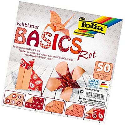 folia 462/1515 Faltblätter Basics rot 15 x 15 cm, 80 g/qm, 50 Blatt sortiert in 5 Motiven ideal für wunderschöne Faltfiguren und -formen folia 462/1515 Faltblätter Basics rot 15 x 15 cm, 80 g/qm, 50 Blatt sortiert in 5 Motiven ideal für wunderschöne Faltfiguren und -formen