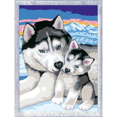 Ravensburger CreArt Husky Kuss Malen nach Zahlen ab 7 Jahre Mit Glitzer, Malset mit Rahmen, Pinsel und Acrylfarben, Geschenk für Mädchen und Jungen Ravensburger CreArt Husky Kuss Malen nach Zahlen ab 7 Jahre Mit Glitzer, Malset mit Rahmen, Pinsel und Acrylfarben, Geschenk für Mädchen und Jungen