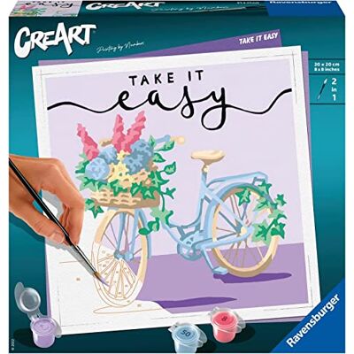 Ravensburger CreArt Take it easy Malen nach Zahlen für Erwachsene DIY Malset mit Pinsel und Acrylfarben, 20 x 20 cm, Geschenk für Frauen und Männer Ravensburger CreArt Take it easy Malen nach Zahlen für Erwachsene DIY Malset mit Pinsel und Acrylfarben, 20 x 20 cm, Geschenk für Frauen und Männer