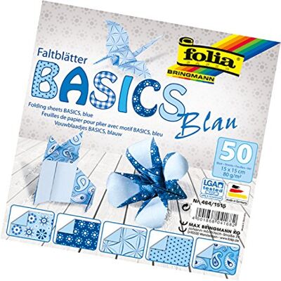 folia 464/1515 Faltblätter Basics blau 15 x 15 cm, 80 g/qm, 50 Blatt sortiert in 5 Motiven ideal für wunderschöne Faltfiguren und -formen folia 464/1515 Faltblätter Basics blau 15 x 15 cm, 80 g/qm, 50 Blatt sortiert in 5 Motiven ideal für wunderschöne Faltfiguren und -formen