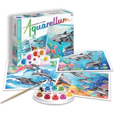 Sentosphere Sentosphère 3906220 Aquarellum, Delfine, große Malvorlagen, ab 8 Jahren Aquarell-Mal-Set für Kinder, DIY Kreativset, Bastelset, Malset Sentosphere Sentosphère 3906220 Aquarellum, Delfine, große Malvorlagen, ab 8 Jahren Aquarell-Mal-Set für Kinder, DIY Kreativset, Bastelset, Malset