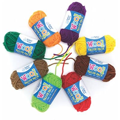 Baker Ross FE606 Wolle in Herbstfarben, Vorteilspack, Strickgarn für Kunst- und Bastelbedarf für Kinder und ihre ersten Schritte im Nähen, 8er-Pack Baker Ross FE606 Wolle in Herbstfarben, Vorteilspack, Strickgarn für Kunst- und Bastelbedarf für Kinder und ihre ersten Schritte im Nähen, 8er-Pack
