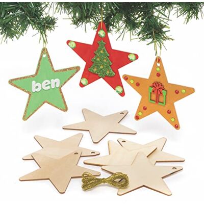 Baker Ross FE761 Stern Dekoration aus Holz 12er Pack, Holzbasteleien zum Basteln und Dekorieren, Weihnachtsdekoration zum Selbermachen Baker Ross FE761 Stern Dekoration aus Holz 12er Pack, Holzbasteleien zum Basteln und Dekorieren, Weihnachtsdekoration zum Selbermachen