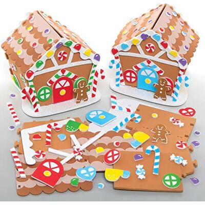 Baker Ross FE937 Lebkuchenhaus Bastelsets 2er Pack, Weihnachtliches Kinder Kunstset zum Basteln und Gestalten Baker Ross FE937 Lebkuchenhaus Bastelsets 2er Pack, Weihnachtliches Kinder Kunstset zum Basteln und Gestalten