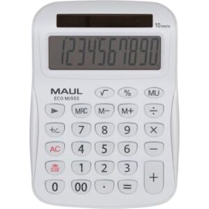 MAUL Taschenrechner Eco MJ 555 Taschenrechner Solar mit 10 Stellen Display Nachhaltiger Tischrechner aus recyceltem Kunststoff Standardfunktionen Blauer Engel/uz116 Weiß MAUL Taschenrechner Eco MJ 555 Taschenrechner Solar mit 10 Stellen Display Nachhaltiger Tischrechner aus recyceltem Kunststoff Standardfunktionen Blauer Engel/uz116 Weiß