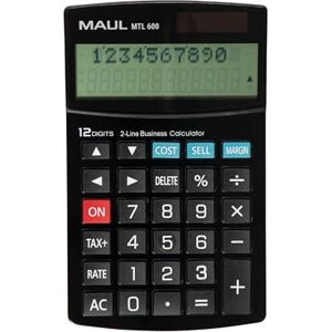 MAUL Taschenrechner MTL 600 Kaufmännischer Tischrechner für Büro Taschenrechner zweizeilig mit 12-Stellen Display inkl. Steuerrechnung und Korrekturfunktion Solar/Batterie Schwarz MAUL Taschenrechner MTL 600 Kaufmännischer Tischrechner für Büro Taschenrechner zweizeilig mit 12-Stellen Display inkl. Steuerrechnung und Korrekturfunktion Solar/Batterie Schwarz