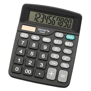 GENIE 220 MD 10-stelliger Tischrechner, Dual-Power (Solar und Batterie), Kompaktes Design, Taschenrechner, Schwarz GENIE 220 MD 10-stelliger Tischrechner, Dual-Power (Solar und Batterie), Kompaktes Design, Taschenrechner, Schwarz