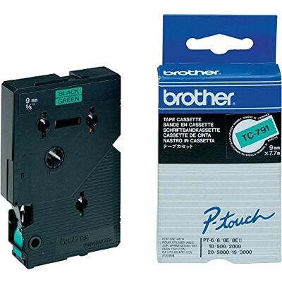 Brother TC791 Schriftbandkassette grün auf schwarz 9mm x 7,7m laminiert für P-touch 8e series Brother TC791 Schriftbandkassette grün auf schwarz 9mm x 7,7m laminiert für P-touch 8e series