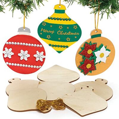 Baker Ross FC117 Weihnachtskugeln aus Holz 12er Pack, Weihnachtsbaumschmuck zum Selbermachen, Holzbasteleien für Kinder, Holzdekorationen für Weihnachtsbäume Baker Ross FC117 Weihnachtskugeln aus Holz 12er Pack, Weihnachtsbaumschmuck zum Selbermachen, Holzbasteleien für Kinder, Holzdekorationen für Weihnachtsbäume