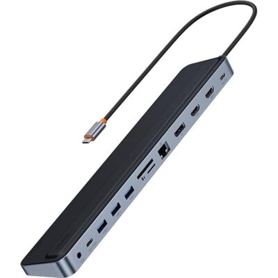 Baseus Laptop-Dockingstation Triple Display 12-in-1 mit 2 * 4K HDMI, DP, 100 W PD, 3 * USB 3.0, 1 * USB C, Gigabit Ethernet, SD- und TF-Kartenleser für MacBook/Dell/HP/Surface/Steam Deck Baseus Laptop-Dockingstation Triple Display 12-in-1 mit 2 * 4K HDMI, DP, 100 W PD, 3 * USB 3.0, 1 * USB C, Gigabit Ethernet, SD- und TF-Kartenleser für MacBook/Dell/HP/Surface/Steam Deck