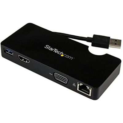 StarTech .com USB 3.0 Universal Laptop Mini Dockingstation mit HDMI oder VGA, Gigabit Ethernet, USB 3.0 StarTech .com USB 3.0 Universal Laptop Mini Dockingstation mit HDMI oder VGA, Gigabit Ethernet, USB 3.0