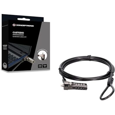Conceptronic CUSTODIO01BS Laptop-Kombinationsschloss, Standard-Schlossschlitz, 1,8 m Conceptronic CUSTODIO01BS Laptop-Kombinationsschloss, Standard-Schlossschlitz, 1,8 m