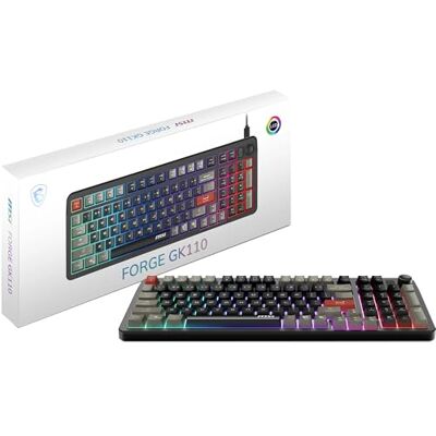 MSI Forge GK110 Gaming-Tastatur (FR-Layout) – Membranschalter, RGB, Beleuchtung und Medien-Hotkeys, rutschfeste Unterseite, einstellbare Neigung, USB 2.0 – Full-Size MSI Forge GK110 Gaming-Tastatur (FR-Layout) – Membranschalter, RGB, Beleuchtung und Medien-Hotkeys, rutschfeste Unterseite, einstellbare Neigung, USB 2.0 – Full-Size