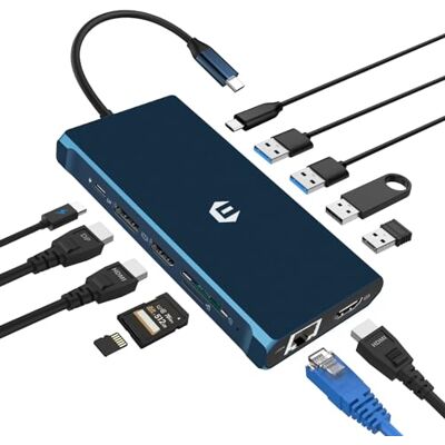 BIGBIG WON 12 in 1 USB C Hub, USB C Docking Station Triple Display 4K DP/2*HDMI, MacBook Pro/Air USB C Adapter (5Gbit/s USB A/C 3.0,1g Ethernet, PD 100W, 3,5 mm MIC, SD/TF) für Dell, HP, Lenovo BIGBIG WON 12 in 1 USB C Hub, USB C Docking Station Triple Display 4K DP/2*HDMI, MacBook Pro/Air USB C Adapter (5Gbit/s USB A/C 3.0,1g Ethernet, PD 100W, 3,5 mm MIC, SD/TF) für Dell, HP, Lenovo