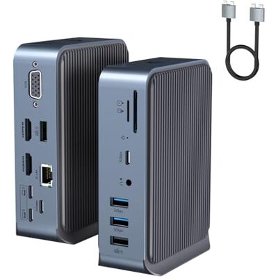 BIGBIG WON USB C Docking Station für MacBook Pro/Air, 15-in-1 USB C Hub Triple Monitor über VGA/2*HDMI, 100W PD Laptop-Dock für Lenovo, HP, Dell (USB-A/C 3.0 5GBPS, RJ45 Ethernet, Audio & Mic, SD/TF) BIGBIG WON USB C Docking Station für MacBook Pro/Air, 15-in-1 USB C Hub Triple Monitor über VGA/2*HDMI, 100W PD Laptop-Dock für Lenovo, HP, Dell (USB-A/C 3.0 5GBPS, RJ45 Ethernet, Audio & Mic, SD/TF)