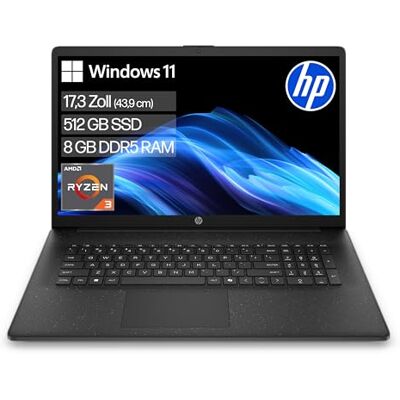 HP Laptop mit 17,3" FHD Display, AMD Ryzen 3 7320U, 8 GB DDR5 RAM, 512 GB SSD, AMD Radeon Grafik, Windows 11, QWERTZ, Schwarz inkl. 25 GB Dropbox-Speicher für 12 Monate HP Laptop mit 17,3" FHD Display, AMD Ryzen 3 7320U, 8 GB DDR5 RAM, 512 GB SSD, AMD Radeon Grafik, Windows 11, QWERTZ, Schwarz inkl. 25 GB Dropbox-Speicher für 12 Monate