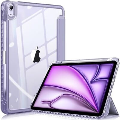 FINTIE Hybrid Hülle für iPad Air 5. Generation 2022 / iPad Air 4. Generation 2020 10.9 Zoll mit Stifthalter Stoßfeste Schutzhülle mit transparenter Hartschale auf der Rückseite, Violett FINTIE Hybrid Hülle für iPad Air 5. Generation 2022 / iPad Air 4. Generation 2020 10.9 Zoll mit Stifthalter Stoßfeste Schutzhülle mit transparenter Hartschale auf der Rückseite, Violett