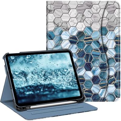 FINTIE Schutzhülle für iPad der 10. Generation 10,9 Zoll (Modell 2022), Multi-Winkel-Ansicht, Schutzhülle mit Stifthalter und Tasche, automatischer Schlaf-/Wachmodus, Achat-Sechskante FINTIE Schutzhülle für iPad der 10. Generation 10,9 Zoll (Modell 2022), Multi-Winkel-Ansicht, Schutzhülle mit Stifthalter und Tasche, automatischer Schlaf-/Wachmodus, Achat-Sechskante