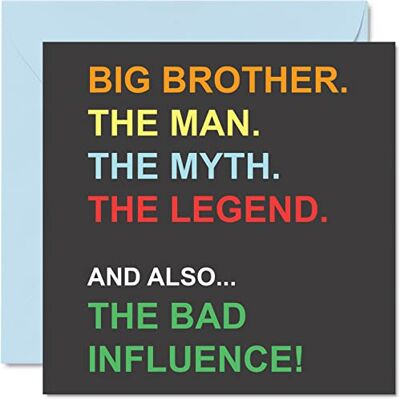 Stuff4 Lustige Geburtstagskarten für großen Bruder, Mann Myth Legend Bad Influence Stuff4 Lustige Geburtstagskarten für großen Bruder, Mann Myth Legend Bad Influence