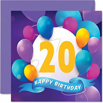 Stuff4 Geburtstagskarte zum 20. Geburtstag für Männer und Frauen, Ballon-Party Stuff4 Geburtstagskarte zum 20. Geburtstag für Männer und Frauen, Ballon-Party