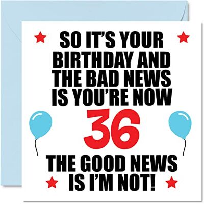 Stuff4 Lustige Geburtstagskarte zum 36. Geburtstag für Männer und Frauen Stuff4 Lustige Geburtstagskarte zum 36. Geburtstag für Männer und Frauen