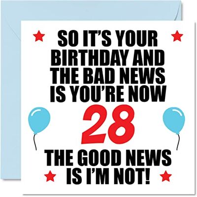Stuff4 Lustige Geburtstagskarte zum 28. Geburtstag für Männer und Frauen Stuff4 Lustige Geburtstagskarte zum 28. Geburtstag für Männer und Frauen
