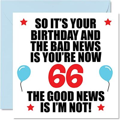 Stuff4 Lustige Geburtstagskarte zum 66. Geburtstag für Männer und Frauen Stuff4 Lustige Geburtstagskarte zum 66. Geburtstag für Männer und Frauen
