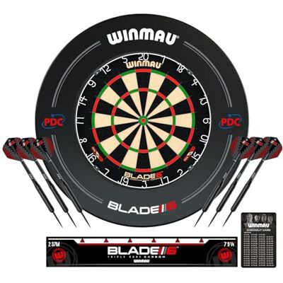 WINMAU Blade 6 Dartscheiben Dart Surround Set Professionelles Dartzubehör Inklusive Blade 6 Dartscheibe, Umgeben, 2 Satz Schwarze 19g Steeldart 2 Satz Flüge und Schäfte & Mehr WINMAU Blade 6 Dartscheiben Dart Surround Set Professionelles Dartzubehör Inklusive Blade 6 Dartscheibe, Umgeben, 2 Satz Schwarze 19g Steeldart 2 Satz Flüge und Schäfte & Mehr