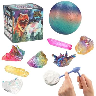 Depesche 12156 Dino World Galaxy Ausgrabungsset für Kinder, Bunte Kugel mit 3 Edelsteinen, inkl. Hammer, Meisel und Pinsel Depesche 12156 Dino World Galaxy Ausgrabungsset für Kinder, Bunte Kugel mit 3 Edelsteinen, inkl. Hammer, Meisel und Pinsel