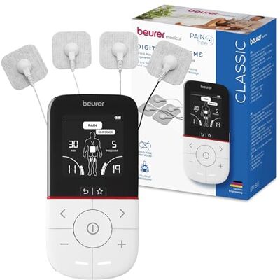 Beurer EM 56 Digital TENS/EMS, 3-in-1 Reizstromgerät zur medikamentenfreien Schmerzlinderung durch elektrische Nervenstimulation, Muskeltraining, Massagefunktion, 22 Programme, inkl. 4 Elektroden Beurer EM 56 Digital TENS/EMS, 3-in-1 Reizstromgerät zur medikamentenfreien Schmerzlinderung durch elektrische Nervenstimulation, Muskeltraining, Massagefunktion, 22 Programme, inkl. 4 Elektroden
