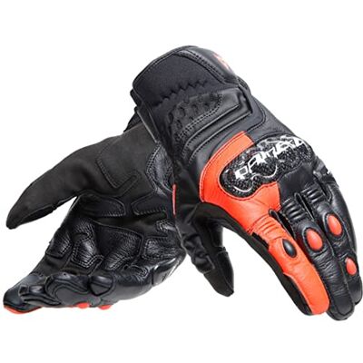Dainese Carbon 4 Short Gloves, Kurze Motorradhandschuhe aus Leder, mit Knöchelprotektoren aus Carbon, Mann, Schwarz/Fluo-Rot, XXXL Dainese Carbon 4 Short Gloves, Kurze Motorradhandschuhe aus Leder, mit Knöchelprotektoren aus Carbon, Mann, Schwarz/Fluo-Rot, XXXL