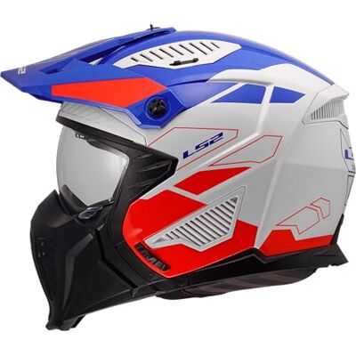 LS2 , Jet/Modularer Motorradhelm DRIFTER TREK White Blue Red, XL LS2 , Jet/Modularer Motorradhelm DRIFTER TREK White Blue Red, XL