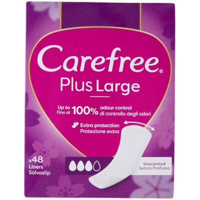 Carefree Plus Large de Fragancia Ligera Protegeslips (48 unidades), protege slips absorbentes y transpirables de uso diario, protege slips extra largos con protección contra el mal olor Carefree Plus Large de Fragancia Ligera Protegeslips (48 unidades), protege slips absorbentes y transpirables de uso diario, protege slips extra largos con protección contra el mal olor
