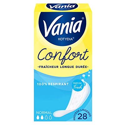 Vania Comfort Slips Normal Parfum Fresh (Box mit 28 Stück) – 100% atmungsaktiv und bequem – Hygieneschutz mit perfekter Passform und optimalem Halt Vania Comfort Slips Normal Parfum Fresh (Box mit 28 Stück) – 100% atmungsaktiv und bequem – Hygieneschutz mit perfekter Passform und optimalem Halt