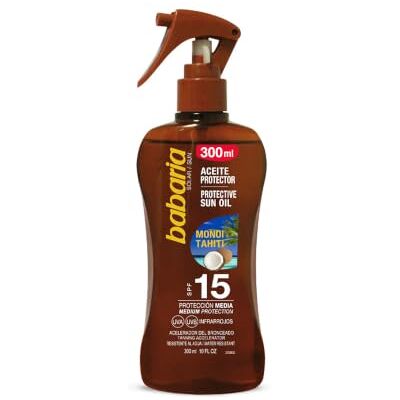 Babaria Monoi Tahiti Sonnenschutzöl Spray SPF 15 Exotisches Bräunungsöl Bronzer Tahiti Körperpflege Sonne Babaria Monoi Tahiti Sonnenschutzöl Spray SPF 15 Exotisches Bräunungsöl Bronzer Tahiti Körperpflege Sonne