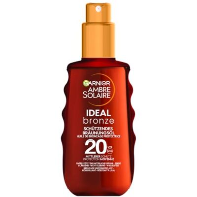 Garnier Sonnenöl mit LSF20, Feuchtigkeitsspendender Sonnenschutz und Bräunungsbeschleuniger, Ambre Solaire Ideal Bronze, 1 x 150 ml Garnier Sonnenöl mit LSF20, Feuchtigkeitsspendender Sonnenschutz und Bräunungsbeschleuniger, Ambre Solaire Ideal Bronze, 1 x 150 ml