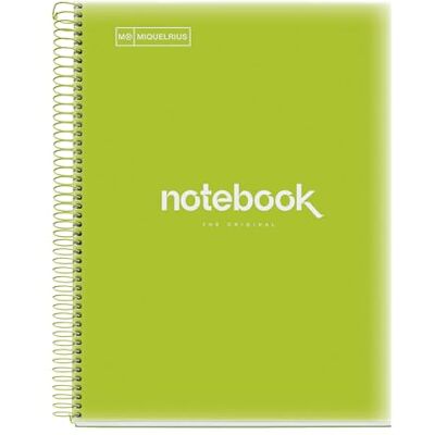 Miquelrius Notizbuch A4 Notebook Emotions, 120 Blatt 90 g/m², Raster 5 x 5 mm, 5 Farbige Streifen, Mikroperforierte Spirale, Polypropyleneinband, Limonengrün Miquelrius Notizbuch A4 Notebook Emotions, 120 Blatt 90 g/m², Raster 5 x 5 mm, 5 Farbige Streifen, Mikroperforierte Spirale, Polypropyleneinband, Limonengrün