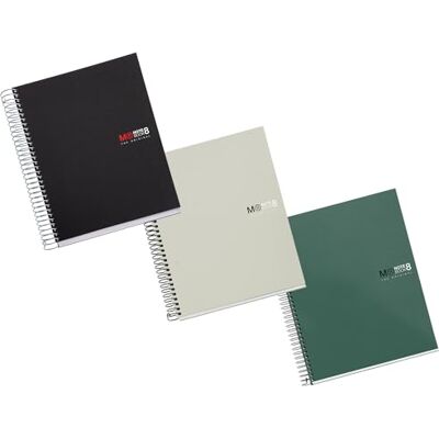 Miquelrius Packung mit 3 Notizbüchern A5, kariert, Notebook The Original modern, 8 farbige Streifen, Einband aus Polypropylen, 2 Löcher zum Abheften, 200 Blatt 70 g/m², kariertes Notizbuch 5 x 5 mm Miquelrius Packung mit 3 Notizbüchern A5, kariert, Notebook The Original modern, 8 farbige Streifen, Einband aus Polypropylen, 2 Löcher zum Abheften, 200 Blatt 70 g/m², kariertes Notizbuch 5 x 5 mm