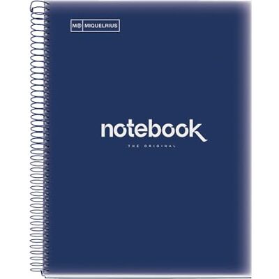 Miquelrius Notizbuch A4 Notebook Emotions, 120 Blatt 90 g/m², Horizontale Streifen 7 mm, 5 Farbige Streifen, Mikroperforierte Spirale, Polypropyleneinband, Marineblau Miquelrius Notizbuch A4 Notebook Emotions, 120 Blatt 90 g/m², Horizontale Streifen 7 mm, 5 Farbige Streifen, Mikroperforierte Spirale, Polypropyleneinband, Marineblau