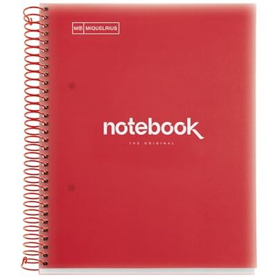 Miquelrius Notizbuch A5 Notebook Emotions, 120 Blatt 90 g/m², Raster 5 x 5 mm, 5 Farbige Streifen, Mikroperforierte Spirale, Polypropyleneinband, Rot Miquelrius Notizbuch A5 Notebook Emotions, 120 Blatt 90 g/m², Raster 5 x 5 mm, 5 Farbige Streifen, Mikroperforierte Spirale, Polypropyleneinband, Rot