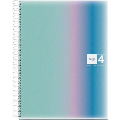 Miquelrius A4-Notizbuch, kariert, 5 mm, 120 Blatt mit 70 g/m², 4 farbige Streifen, Spiralbindung, Einband aus Polypropylen, 4 Löcher, Notebook A4 Aurora Santorin Miquelrius A4-Notizbuch, kariert, 5 mm, 120 Blatt mit 70 g/m², 4 farbige Streifen, Spiralbindung, Einband aus Polypropylen, 4 Löcher, Notebook A4 Aurora Santorin